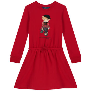 Girls Red Polo Bear Dress